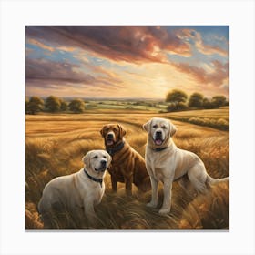 Three Labrador Retrievers family Canvas Print
