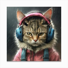 Cat With Headphones 5 Canvas Print