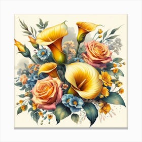 A beautiful and distinctive bouquet of roses and flowers 9 Canvas Print