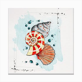 Watercolor Sea Shells Canvas Print