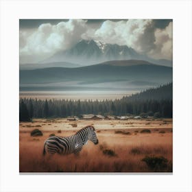 Zebra In The Grass 2 Canvas Print
