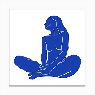 A13 Blue Nude Square Canvas Print