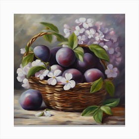 Plums In A Basket 1 Canvas Print