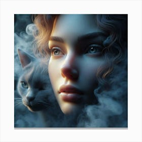 Girl With A Cat 2 Canvas Print