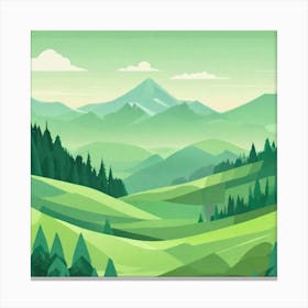 Misty mountains background in green tone 70 Canvas Print