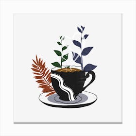 Coffee Cup With Leaves 7 Canvas Print