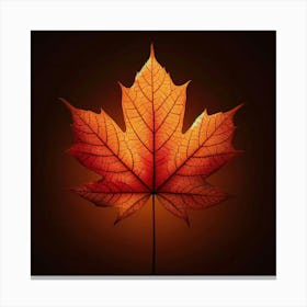 Maple Leaf On Black Background Canvas Print