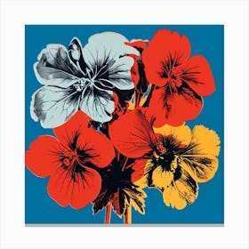 Andy Warhol Style Pop Art Flowers Geranium 4 Square Canvas Print