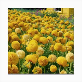 Golden Haven A Vibrant Meadow Of Blooming Mustard Yellow Flowers Canvas Print