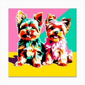 Yorkshire Terrier Pups, This Contemporary art brings POP Art and Flat Vector Art Together, Colorful Art, Animal Art, Home Decor, Kids Room Decor, Puppy Bank - 116th Canvas Print