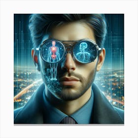 Futuristic Man With Glasses Canvas Print