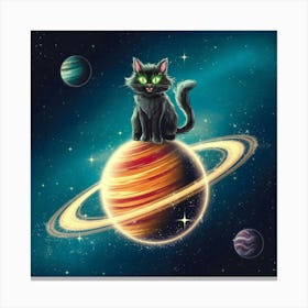 Cat On Saturn Canvas Print