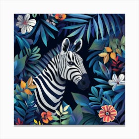 Zebra In The Jungle 2 Canvas Print