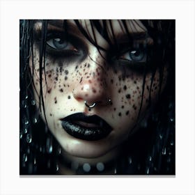 Gothic Girl In Rain 1 Canvas Print