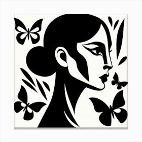 Abstract Portrait with Butterflies Canvas Print