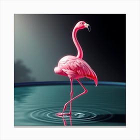 Flamingo In Water Canvas Print