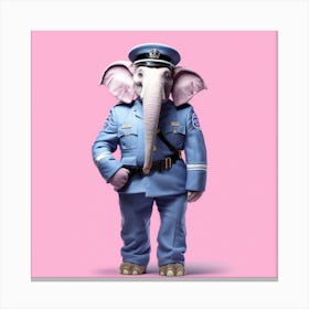 Elephant In Police Uniform Canvas Print
