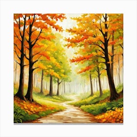 Forest In Autumn In Minimalist Style Square Composition 109 Canvas Print