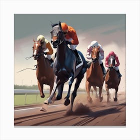 Horse Racing On The Track 5 Canvas Print