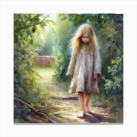 Little Girl In The Woods 3 Canvas Print