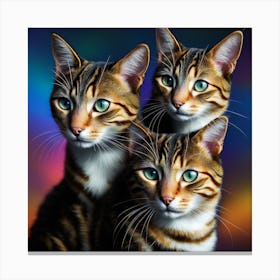 Three Cats On A Colorful Background Canvas Print