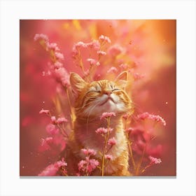 Cat In Flowers 1 Canvas Print