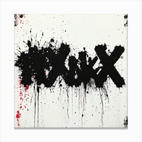 Charcoal Hand Splattering Black Ink Across A White Banner Creative Grunge Style Rough Brushstrokes (1) 2 Canvas Print