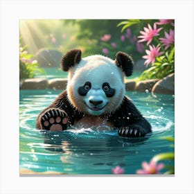 Leonardo Phoenix 10 A Serene Panda Is Practicing Its Swimming 2 Canvas Print