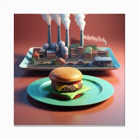 Burger On A Plate 73 Canvas Print