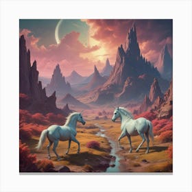 Unicorns In The Desert 1 Canvas Print