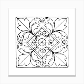 Floral Pattern | Sketched Boho Tile Art Canvas Print