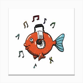 Fish With Music Notes 1 Canvas Print