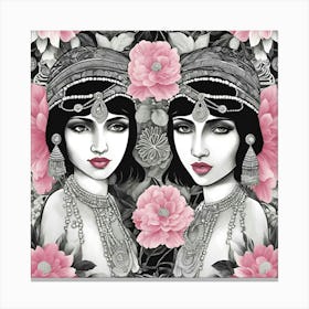 Two Women In Pink Canvas Print