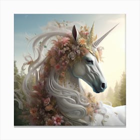 Unicorn In The Forest Canvas Print