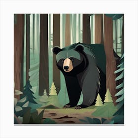 Black Bear In The Forest 1 Canvas Print