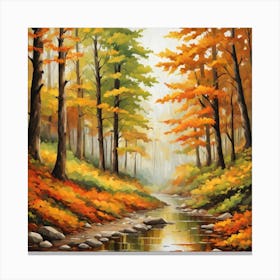 Forest In Autumn In Minimalist Style Square Composition 231 Canvas Print