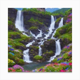 Waterfalls In The Mountains 1 Canvas Print