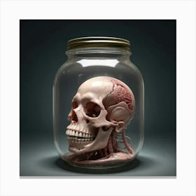 Skull In Jar Canvas Print