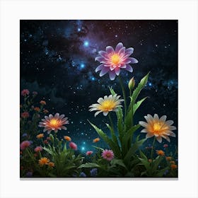 Flowers In The Night Sky 1 Canvas Print