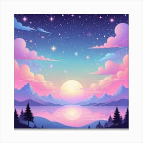 Sky With Twinkling Stars In Pastel Colors Square Composition 137 Canvas Print