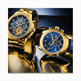 Two Gold Expensive Watches (3) Canvas Print