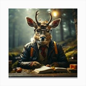 Deer In Glasses 4 Canvas Print