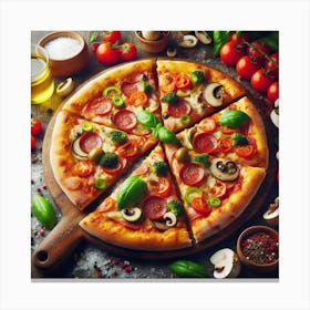 Pizza With Vegetables Canvas Print