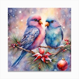 Love Birds On A Branch Canvas Print