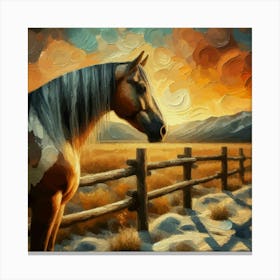 Abstract Horse In Pasture At Sunset 1 Lienzos