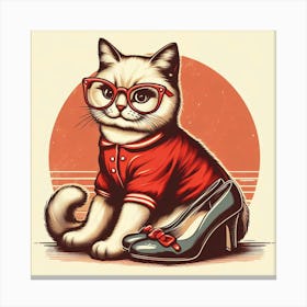 Cat In Glasses 2 Canvas Print