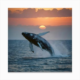 Humpback Whale Jumping Out Of The Water 13 Canvas Print