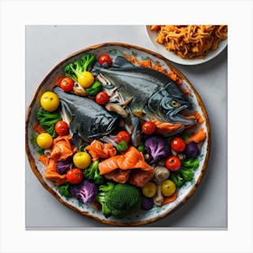 Fish And Vegetables Canvas Print