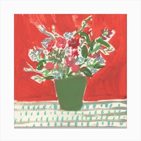 Floral Sketch I Square Canvas Print
