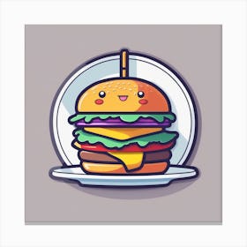 Cartoon Burger Vector Illustration 3 Canvas Print